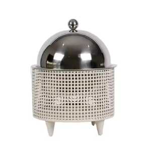 Plat de service chauffant en acier inoxydable avec grille, réchaud à pieds, couvercle en dôme, pour buffet - Product Image 1