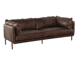 Contemporary <b>Brown</b> Leather 3 Seat <b>Sofa</b> Solid Wood Base Comfortable Cushions Modern Couch for Living Room Office Hotel Use - Product Image 4