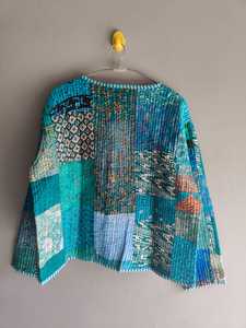 Veste matelassée patchwork pour femme, cardigan boutonné devant, col mandarin, manches longues, coupe classique, motif floral, cadeau pour elle - Product Image 6