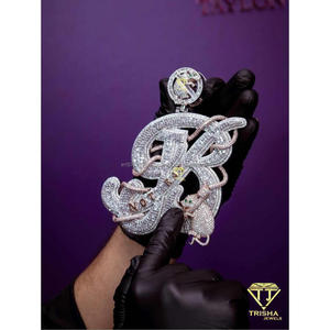 Luxury Initial Letter Pendant With <b>Snake</b> Moissanite Diamond 925 Sterling <b>Silver</b> Hip Hop <b>Chain</b> Personalized Jewelry Wholesale - Product Image 3