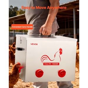 Mangeoire automatique pour poulets avec une capacité de 85 lb, 6 ports divisés anti-gaspillage, construction métallique pour poulets, cailles, faisans, volailles, poulailler - Product Image 5