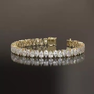 New Round Shape Moissanite Diamond Bracelet Bezel Setting 18K Yellow Gold Diamond Bracelet <b>for</b> Both <b>Men</b> and Women - Product Image 1