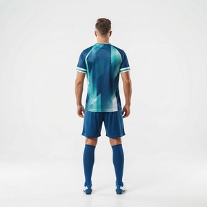 Camiseta de Fútbol Unisex con Degradado Azul, Manga Corta, Absorbe la Humedad, Transpirable, Poliéster, Impresión por Transferencia de Calor, Ajuste Atlético, para Todos - Product Image 3