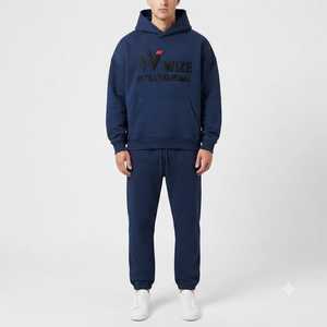 Survêtement Homme Oversize Streetwear en Polyester/Coton Lourd, Conception Personnalisée OEM, Motifs Imprimés Strass, Vente en Gros - Product Image 1