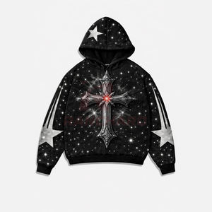 เสื้อฮู้ดดี้สไตล์สตรีทสุดหรู ประดับด้วยคริสตัล พร้อมลายพิมพ์สกรีนสุดโดดเด่น คุณภาพสูง แฟชั่นสตรีทแวร์ทันสมัย สำหรับฤดูใบไม้ผลิ/ฤดูร้อน - Product Image 1