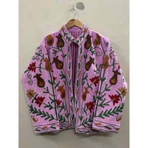 <b>Women's</b> Purple <b>Velvet</b> <b>Jacket</b> Mandarin Collar Floral Embroidery Prairie Chic Autumn Coat Handmade Suzani <b>Velvet</b> <b>Jacket</b> - Product Image 6