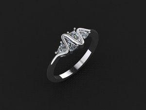 Anillo de Mujer Premium en Oro Rosa, Blanco y Plateado con Moissanita de 1 CTS, Corte Trillón y Cónico, Piedra de Color CVD, Certificado EGL VVS2 - Product Image 3