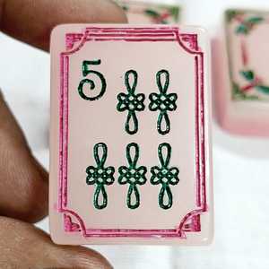 Pink Resin Mahjong Tile <b>Craft</b> Pendant Clove Flower Game Piece Decoration - Product Image 5