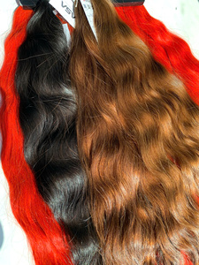 Precio al por mayor Extensiones de cabello a granel Raw 60 ASH Bundles Donor Hair Double Drown 100 gramos Toda la longitud - Product Image 3