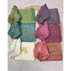 Sari brodé floral bleu clair de qualité supérieure – Georgette douce pour mariage et occasions festives - Product Image 5