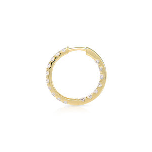 Boucles d'oreilles créoles moyennes en diamant de laboratoire certifié IGI, or blanc 14 carats rhodié, bijoux de luxe pour femme - Cadeau pour mariage ou fête - Product Image 1