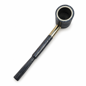 Jexmoo Pipa de Fumar Recta Reutilizable de Acero de Damasco de Lujo Hecha a Mano con Funda de Cuero, Regalo para Papá, Esposo, Novio - Product Image 2