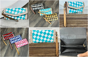 Nueva Cartera de Cuero con Diseño a Cuadros y Hecha a Mano en el Estilo Occidental para Mujer, Cartera de Cuero Genuino con Solapa Elegante para Efectivo y Tarjetas - Product Image 3