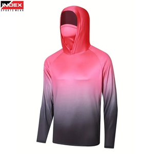 Chemise de pêche unisexe à manches longues avec capuche et masque facial, couleur dégradée, anti-UV UPF 50, veste pull pour adultes - Product Image 1