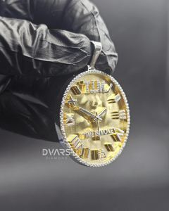 จี้นาฬิกา Dvars Diamond "Time Is Money" ชุบทอง พร้อมตัวเลขโรมัน จี้นาฬิกาแบบกำหนดเอง สไตล์ฮิปฮอป สำหรับเป็นของขวัญ - Product Image 4