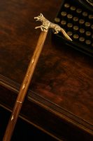Canne de marche pliable créative en forme de tête de renard avec poignée en laiton gravée, en bois artisanal de style steampunk, pour usage quotidien, cadeau