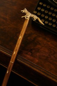 Creative Art Fox <b>Head</b> Folding Walking Stick with Engraved Brass Handle Handcrafted Wooden in Steampunk <b>Style</b> Daily Use Gift - Product Image 3