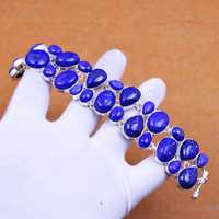 Bracelet tennis de luxe en lapis-lazuli, pierre précieuse, argent sterling 925, fait main, bijoux bohèmes, pierre naturelle, pour femme, GIA