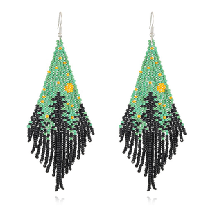 Pendientes de Borla con Cuentas Hechas a Mano, Adorno de Flores Pequeñas Miyuki, Joyería Personalizada de Nuevo Diseño - Product Image 1