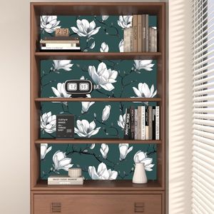 Carta da Parati Blu Navy con Design Floreale Bianco ad Acquerello 44,2 cm x 300 cm, Adesiva e Rimovibile, per Camera da Letto Stile Boho - Product Image 3