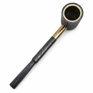 Jexmoo Pipa de Fumar Recta Reutilizable de Acero de Damasco de Lujo Hecha a Mano con Funda de Cuero, Regalo para Papá, Esposo, Novio - Product Image 4