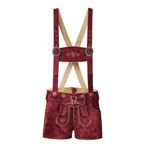 Shorts en Lederhosen bavarois pour femmes, en velours rouge brodé, costume traditionnel d'Oktoberfest, taille haute, shorts courts - Product Image 2