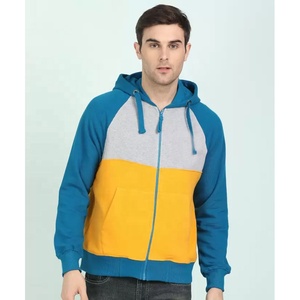 Venta al por mayor de algodón con cremallera sudaderas con capucha para los hombres de manga completa de color bloque hombres sudadera Unisex de gran tamaño pulóver con cremallera sudaderas con capucha hombres - Product Image 1