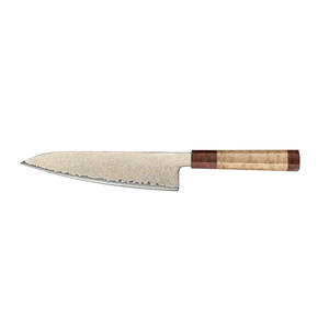 Couteau de cuisine d'extérieur haut de gamme en cuivre à motif Damas avec manche en bois stabilisé pour les voyages - Product Image 1