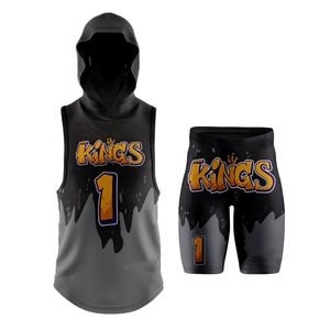 Ensemble de maillots de basket-ball noir et gris, impression par sublimation, polyester respirant, uniforme d'entraînement unisexe pour adultes - Product Image 6