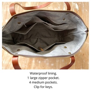 Bolso Tote de Lona y Cuero, Estilo Vintage, para Viaje, Trabajo, Compras, Gran Capacidad, Resistente, con Bordado Abierto, LCTB-0063 - Product Image 5