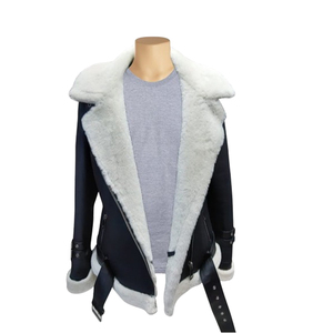 2026 OEM TOPEAK SPORTS Women's Grey <b>Sheepskin</b> Leather <b>Jacket</b> 100% High Quality Breathable Eco-Friendly Winter Fashion Low MOQ - Product Image 6