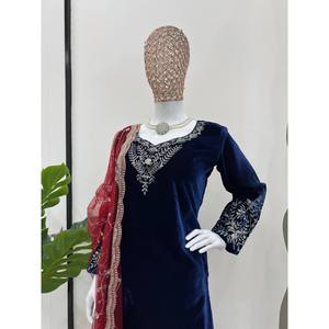 Conjunto Elegante de Top y Pantalón con Dupatta para Fiesta, Talla XL - Product Image 3