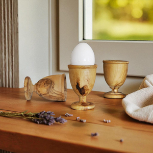 Porte-œufs en bois, design exclusif, 3 pièces, pour table de petit-déjeuner luxueuse, support de service pour œufs durs à bon prix - Product Image 1