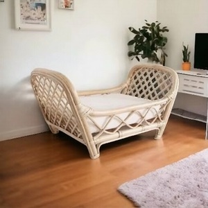 Cama de Ratán Hecha a Mano para Niños, Tapicería de Algodón, Cómoda, Estilo Escandinavo, Ecowoodies, Cama Individual/Doble para Niños Pequeños e Infantes - Product Image 4
