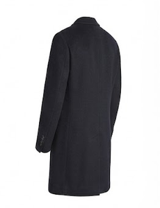 <b>Black</b> <b>Wool</b> Blend Men's <b>Overcoat</b> Notched Lapel Long Coat Regular Fit Formal Casual Outerwear - Product Image 3