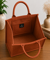 Sac fourre-tout en jute avec impression 'Stay Humble Work Hard', orange, taille moyenne, sac de courses quotidien avec poignée