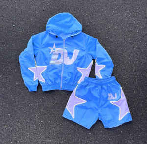 Conjuntos Personalizados para Hombre, Conjunto de Dos Piezas, Chaqueta y Pantalones Cortos Cortavientos Personalizados, Traje Deportivo Reflectante con Cierre, Conjunto Cortavientos de Nylon de Dos Piezas - Product Image 3