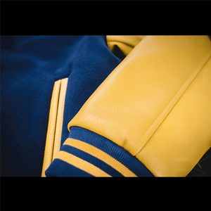 OEM <b>Real</b> <b>Leather</b> Sleeve Wool <b>Jacket</b> with Heavy Embroidery Chenille Lettering Design Varsity Letterman Baseball <b>Jackets</b> - Product Image 6