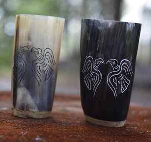 Cow Drinking Horn Mug Polished <b>Tree</b> Life Viking Decoration Agate <b>Glass</b> for Resale in the Us Animal Style - Product Image 4