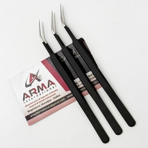 Matte Black Long Tip Isolation Sustainable Pointed Tip Eyelash Tweezer Hand Tested Strong Grip Lash Extension Tweezers with Logo - Product Image 3