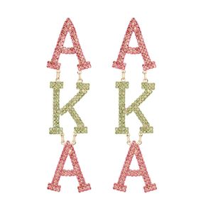 Pendientes Colgantes Dorados, Rosas y Verdes con Cristales Brillantes, Joyería de Moda para Mujer, Diseño de Letras, Accesorio Elegante, Regalo para Fiesta - Product Image 1