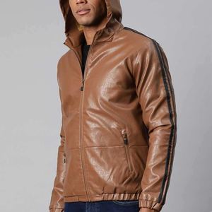 เสื้อฮู้ดหนังสั่งทำสไตล์ใหม่ ราคาสมเหตุสมผล สีพื้นและลายพิมพ์ดิจิทัล ย้อมสีเรียบๆ สไตล์วินเทจสำหรับผู้ชาย - Product Image 2