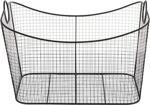 Paniers de rangement en fil métallique de couleur noire, rectangulaires avec poignées, design simple, organisateurs multi-usages pour un rangement soigné - Product Image 3
