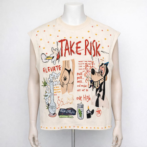 ผู้ผลิตเสื้อยืด OEM แบบกำหนดเอง เสื้อยืดผู้ชายทรงโอเวอร์ไซส์ ผ้าฝ้าย 100% คอทรงกลม พิมพ์โลโก้ตามสั่ง ประดับเพชรเทียม เสื้อกั๊กสตรีทแวร์ - Product Image 2