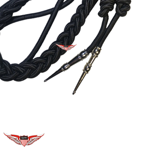 Aiguillette Negra, Cordón de Hombro, Aiguillette Trenzada con Punta Dorada Metálica - Product Image 2