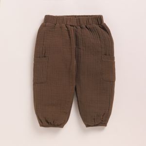 Camiseta Henley de manga corta de muselina orgánica con conjunto de pantalón de salón Latte de calidad superior + Cocoa Whisper Ropa de bebé - Product Image 4