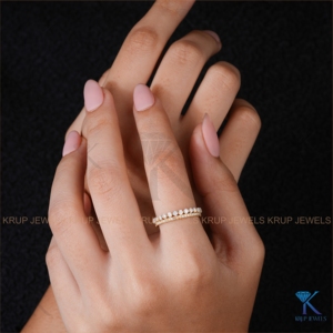 Double Row Round Lab Grown Diamond Full Eternity Band In Yellow <b>Stacking</b> Wedding <b>Rings</b> For Women Bridal Band Jewelery - Product Image 3