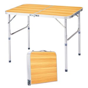 Tavolo Pieghevole in Lega di Alluminio da 3 Piedi, Altezza Regolabile, Resistente, Effetto Legno, per Palestra, Campeggio, Fattoria, Uso Esterno - Product Image 1