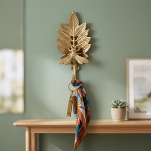 Vintage Gold Leaf <b>Wall</b> <b>Hook</b> Metal Decorative <b>Hook</b> With <b>Key</b> And Scarf Hanging <b>For</b> Entryway Or Bedroom - Product Image 2