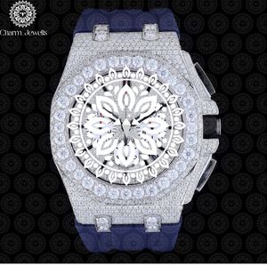Charm Jewells Luxury Men's Yellow Gold Diamond <b>Watch</b> Round Analog <b>Mechanical</b> Chronograph 43mm Folding Clasp - Product Image 2